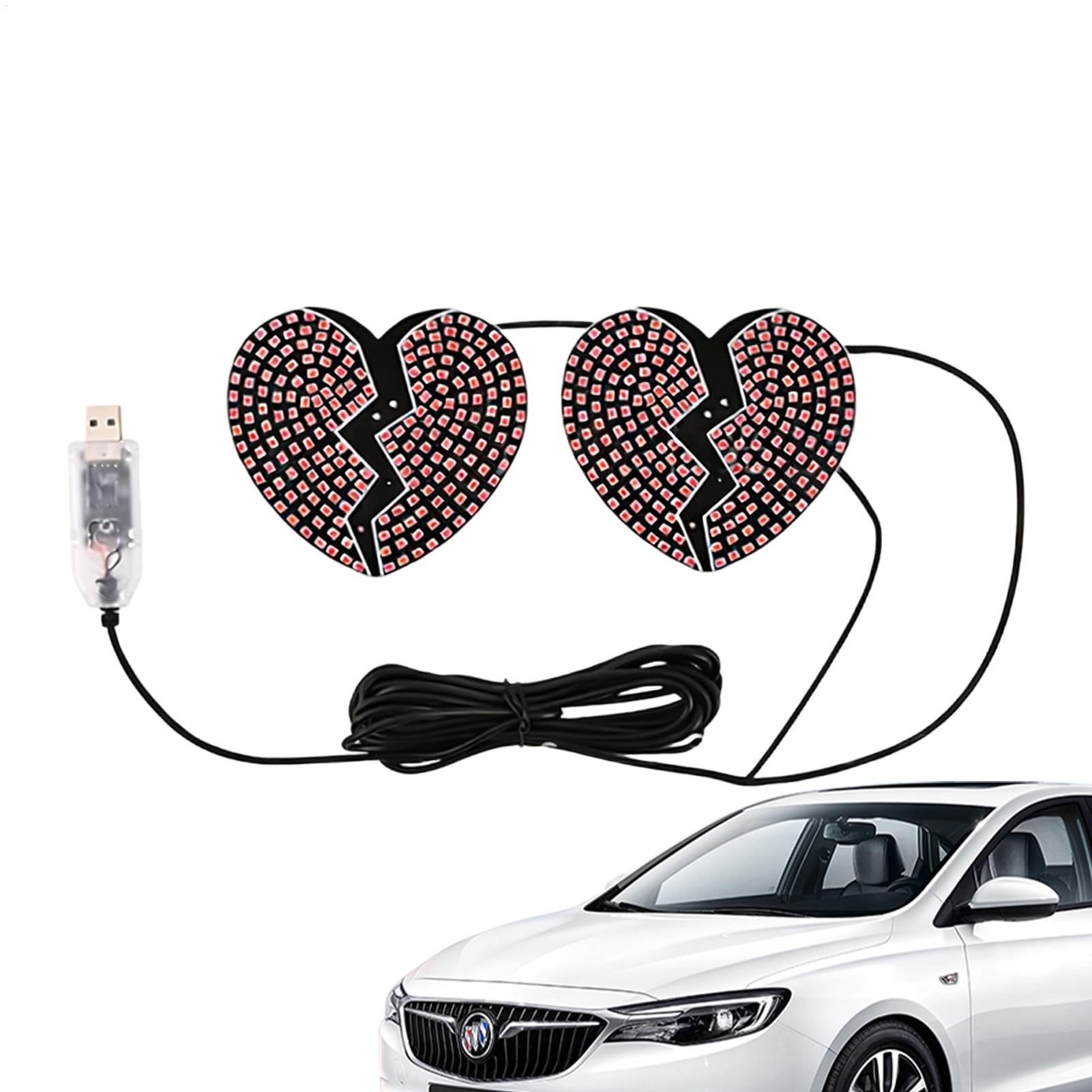 Up Lighting Decor - 車の窓に光るサイン ハート型 自動車装飾 車の後部窓警告灯 SUV RV