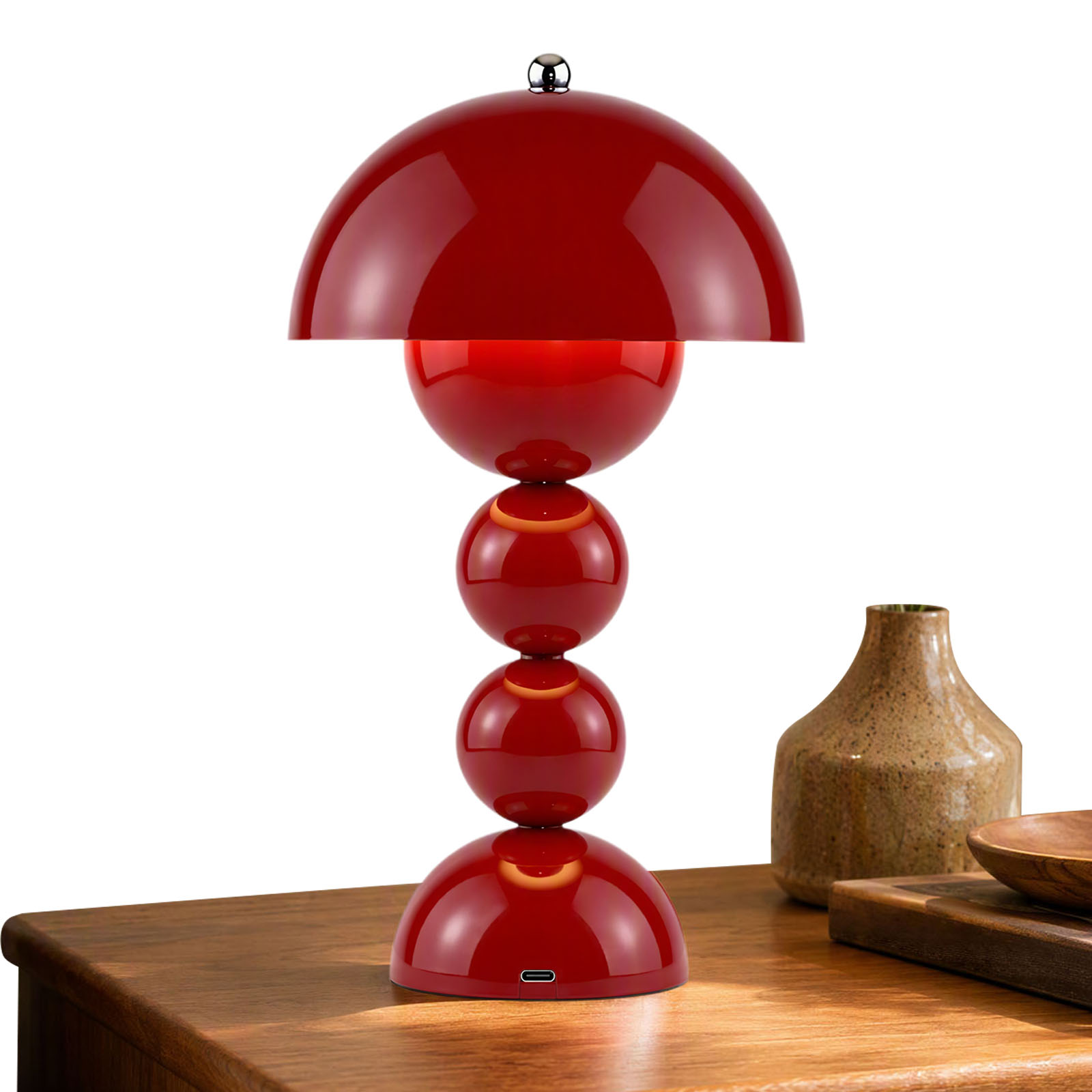 Decor Lighting Lamps - きのこ型の花柄テーブルランプ。USB充電式LEDデスクライト。3つのカラーモード（暖色、自然色）を搭載。寝室のインテリアやナイトライトとして最適。