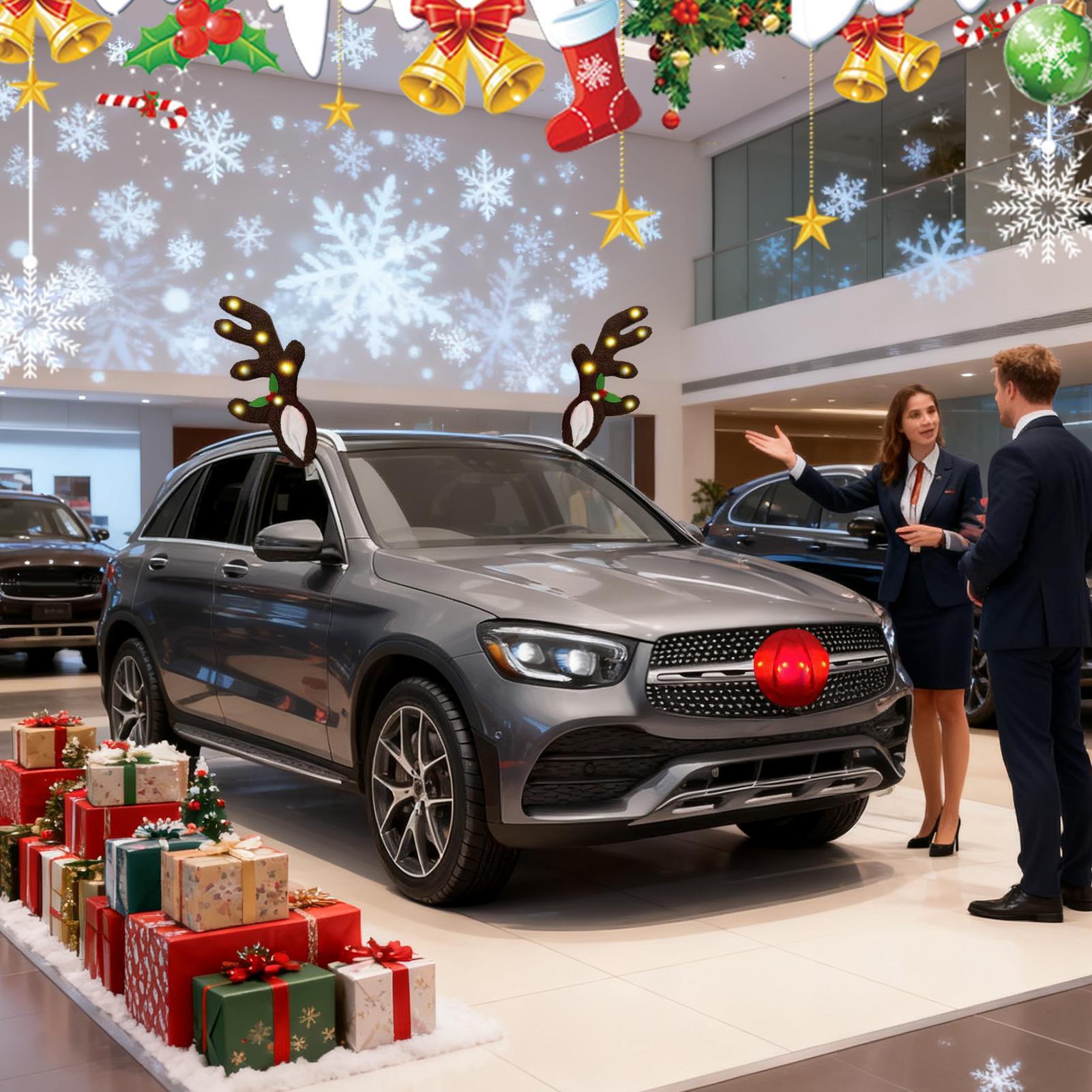 クリスマスカーデコレーションライトアップトナカイの角と鼻クリ - Up Lighting Decor のレビューと価格