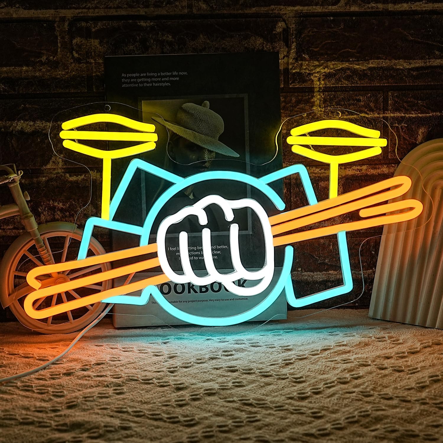 ドラムセットネオンサインUSB電源式楽器LEDネオンライト、 - Lighting Decoration Ideas のレビューと価格