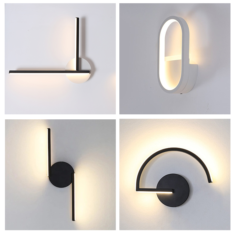 モダンな北欧LEDウォールランプ、ミニマリストブラック幾何学 - Up Lighting Decor のレビューと価格