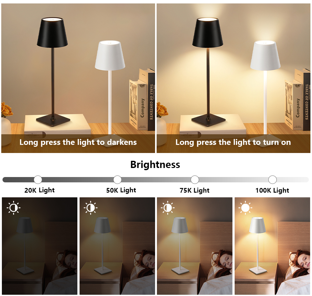 LED充電式デスクライトワイヤレステーブルランプ無段階調光タ - Up Lighting Decor のレビューと価格